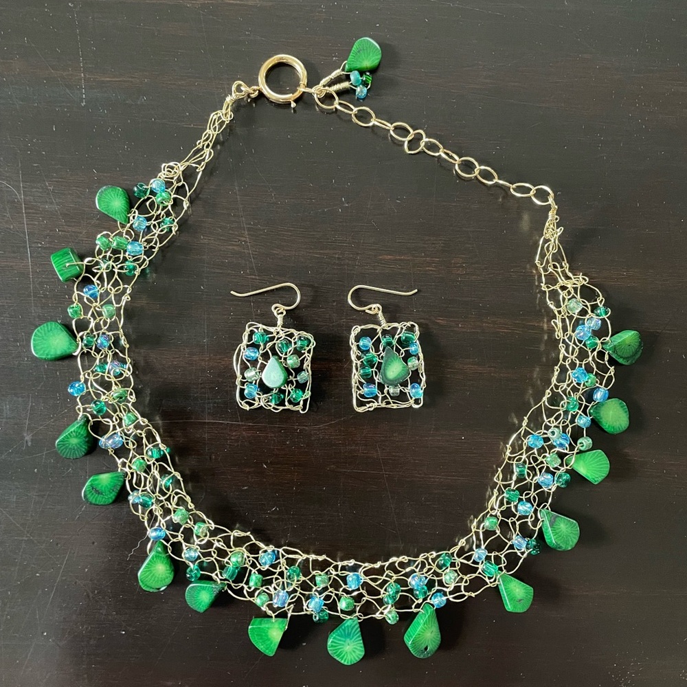 Handmade Wire Necklace and Earring Set